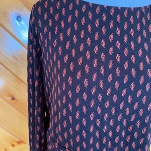 Boden Lucille Leaf Print Boat Neck Peplum Top Long Sleeve US 16